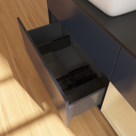 Тумба под раковину Villeroy & Boch Finion 120х50,1 см с подсветкой МДФ темно-синий матовый лак/стекло черное матовое F812PCHG