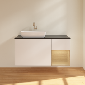 Тумба под раковину Villeroy & Boch Finion 120х50,1 см с подсветкой МДФ белый матовый лак/стекло черное матовое F812PCMT