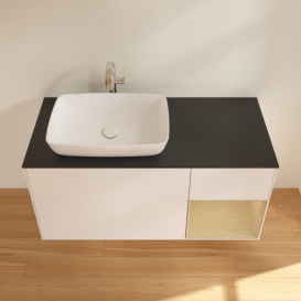 Тумба под раковину Villeroy & Boch Finion 120х50,1 см с подсветкой МДФ белый матовый лак/стекло черное матовое F812PCMT