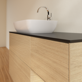 Тумба под раковину Villeroy & Boch Finion 120х50,1 см с подсветкой МДФ шпон дуба/стекло черное матовое F812PCPC