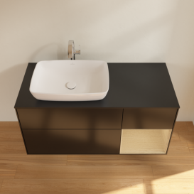 Тумба под раковину Villeroy & Boch Finion 120х50,1 см с подсветкой МДФ черный матовый лак/стекло черное матовое F812PCPD