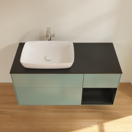 Тумба под раковину Villeroy & Boch Finion 120х50,1 см с подсветкой МДФ оливковый матовый лак/стекло черное матовое F812PDGM