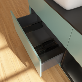 Тумба под раковину Villeroy & Boch Finion 120х50,1 см с подсветкой МДФ оливковый матовый лак/стекло черное матовое F812PDGM