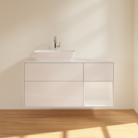 Тумба под раковину Villeroy & Boch Finion 120х50,1 см с подсветкой МДФ глянцевый белый лак/стекло белое матовое G811GFGF