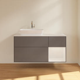 Тумба под раковину Villeroy & Boch Finion 120х50,1 см с подсветкой МДФ антрацит матовый лак/стекло белое матовое G811GFGK