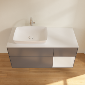 Тумба под раковину Villeroy & Boch Finion 120х50,1 см с подсветкой МДФ антрацит матовый лак/стекло белое матовое G811GFGK