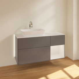 Тумба под раковину Villeroy & Boch Finion 120х50,1 см с подсветкой МДФ антрацит матовый лак/стекло белое матовое G811GFGK