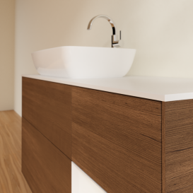 Тумба под раковину Villeroy & Boch Finion 120х50,1 см с подсветкой МДФ шпон грецкого ореха/стекло белое матовое G811GFGN