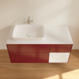 Тумба под раковину Villeroy & Boch Finion 120х50,1 см с подсветкой МДФ пион матовый лак/стекло белое матовое G811GFHB