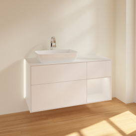 Тумба под раковину Villeroy & Boch Finion 120х50,1 см с подсветкой МДФ белый матовый лак/стекло белое матовое G811GFMT