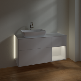 Тумба под раковину Villeroy & Boch Finion 120х50,1 см с подсветкой МДФ белый матовый лак/стекло белое матовое G811GFMT