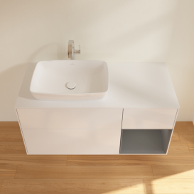 Тумба под раковину Villeroy & Boch Finion 120х50,1 см с подсветкой МДФ глянцевый белый лак/стекло белое матовое G811GKGF