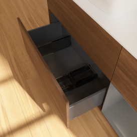 Тумба под раковину Villeroy & Boch Finion 120х50,1 см с подсветкой МДФ шпон грецкого ореха/стекло белое матовое G811GKGN