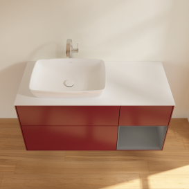 Тумба под раковину Villeroy & Boch Finion 120х50,1 см с подсветкой МДФ пион матовый лак/стекло белое матовое G811GKHB