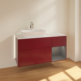 Тумба под раковину Villeroy & Boch Finion 120х50,1 см с подсветкой МДФ пион матовый лак/стекло белое матовое G811GKHB