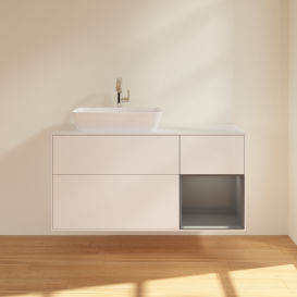 Тумба под раковину Villeroy & Boch Finion 120х50,1 см с подсветкой МДФ белый матовый лак/стекло белое матовое G811GKMT