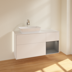 Тумба под раковину Villeroy & Boch Finion 120х50,1 см с подсветкой МДФ белый матовый лак/стекло белое матовое G811GKMT