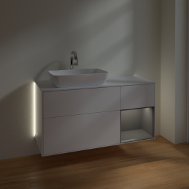 Тумба под раковину Villeroy & Boch Finion 120х50,1 см с подсветкой МДФ белый матовый лак/стекло белое матовое G811GKMT