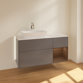 Тумба под раковину Villeroy & Boch Finion 120х50,1 см с подсветкой МДФ антрацит матовый лак/стекло белое матовое G811GNGK