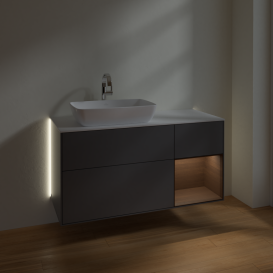 Тумба под раковину Villeroy & Boch Finion 120х50,1 см с подсветкой МДФ антрацит матовый лак/стекло белое матовое G811GNGK
