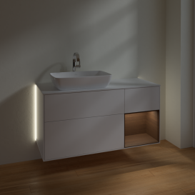 Тумба под раковину Villeroy & Boch Finion 120х50,1 см с подсветкой МДФ белый матовый лак/стекло белое матовое G811GNMT