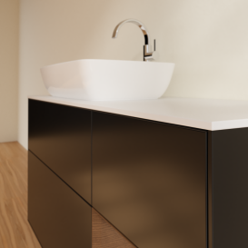 Тумба под раковину Villeroy & Boch Finion 120х50,1 см с подсветкой МДФ черный матовый лак/стекло белое матовое G811GNPD