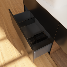 Тумба под раковину Villeroy & Boch Finion 120х50,1 см с подсветкой МДФ черный матовый лак/стекло белое матовое G811GNPD