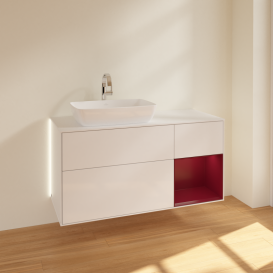 Тумба под раковину Villeroy & Boch Finion 120х50,1 см с подсветкой МДФ глянцевый белый лак/стекло белое матовое G811HBGF