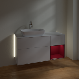 Тумба под раковину Villeroy & Boch Finion 120х50,1 см с подсветкой МДФ глянцевый белый лак/стекло белое матовое G811HBGF