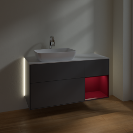 Тумба под раковину Villeroy & Boch Finion 120х50,1 см с подсветкой МДФ антрацит матовый лак/стекло белое матовое G811HBGK
