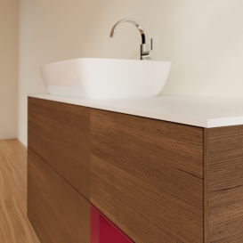 Тумба под раковину Villeroy & Boch Finion 120х50,1 см с подсветкой МДФ шпон грецкого ореха/стекло белое матовое G811HBGN