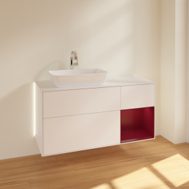 Тумба под раковину Villeroy & Boch Finion 120х50,1 см с подсветкой МДФ белый матовый лак/стекло белое матовое G811HBMT