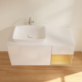 Тумба под раковину Villeroy & Boch Finion 120х50,1 см с подсветкой МДФ глянцевый белый лак/стекло белое матовое G811HFGF