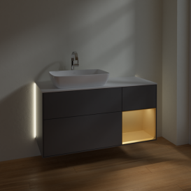 Тумба под раковину Villeroy & Boch Finion 120х50,1 см с подсветкой МДФ антрацит матовый лак/стекло белое матовое G811HFGK