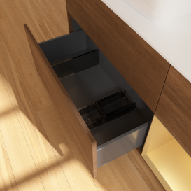 Тумба под раковину Villeroy & Boch Finion 120х50,1 см с подсветкой МДФ шпон грецкого ореха/стекло белое матовое G811HFGN