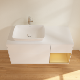 Тумба под раковину Villeroy & Boch Finion 120х50,1 см с подсветкой МДФ белый матовый лак/стекло белое матовое G811HFMT