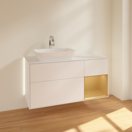 Тумба под раковину Villeroy & Boch Finion 120х50,1 см с подсветкой МДФ белый матовый лак/стекло белое матовое G811HFMT