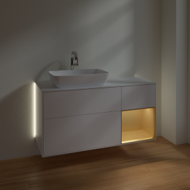 Тумба под раковину Villeroy & Boch Finion 120х50,1 см с подсветкой МДФ белый матовый лак/стекло белое матовое G811HFMT