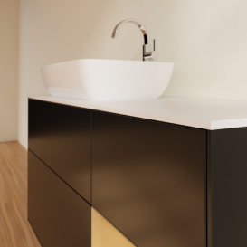 Тумба под раковину Villeroy & Boch Finion 120х50,1 см с подсветкой МДФ черный матовый лак/стекло белое матовое G811HFPD