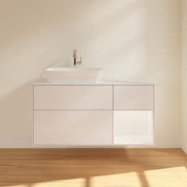 Тумба под раковину Villeroy & Boch Finion 120х50,1 см с подсветкой МДФ глянцевый белый лак/стекло белое матовое G811MTGF