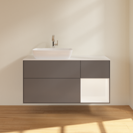 Тумба под раковину Villeroy & Boch Finion 120х50,1 см с подсветкой МДФ антрацит матовый лак/стекло белое матовое G811MTGK