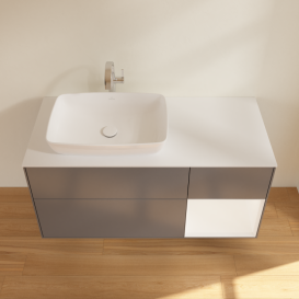 Тумба под раковину Villeroy & Boch Finion 120х50,1 см с подсветкой МДФ антрацит матовый лак/стекло белое матовое G811MTGK