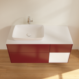 Тумба под раковину Villeroy & Boch Finion 120х50,1 см с подсветкой МДФ пион матовый лак/стекло белое матовое G811MTHB