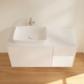 Тумба под раковину Villeroy & Boch Finion 120х50,1 см с подсветкой МДФ белый матовый лак/стекло белое матовое G811MTMT