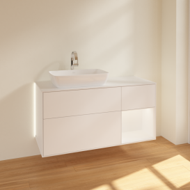 Тумба под раковину Villeroy & Boch Finion 120х50,1 см с подсветкой МДФ белый матовый лак/стекло белое матовое G811MTMT