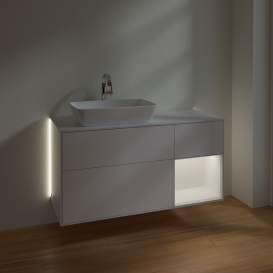 Тумба под раковину Villeroy & Boch Finion 120х50,1 см с подсветкой МДФ белый матовый лак/стекло белое матовое G811MTMT