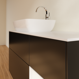 Тумба под раковину Villeroy & Boch Finion 120х50,1 см с подсветкой МДФ черный матовый лак/стекло белое матовое G811MTPD