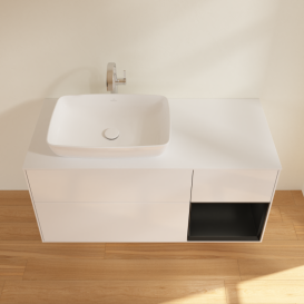 Тумба под раковину Villeroy & Boch Finion 120х50,1 см с подсветкой МДФ глянцевый белый лак/стекло белое матовое G811PDGF