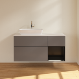 Тумба под раковину Villeroy & Boch Finion 120х50,1 см с подсветкой МДФ антрацит матовый лак/стекло белое матовое G811PDGK