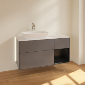 Тумба под раковину Villeroy & Boch Finion 120х50,1 см с подсветкой МДФ антрацит матовый лак/стекло белое матовое G811PDGK